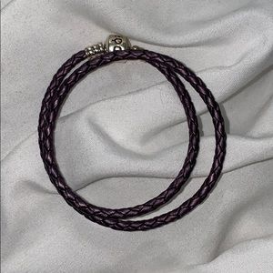 Pandora Purple Braided Double-Leather Bracelet